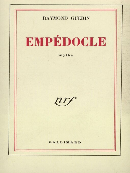 Title details for Empédocle by Raymond Guérin - Available